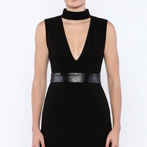 Mustard Seed faux leather vneck Mini Dress